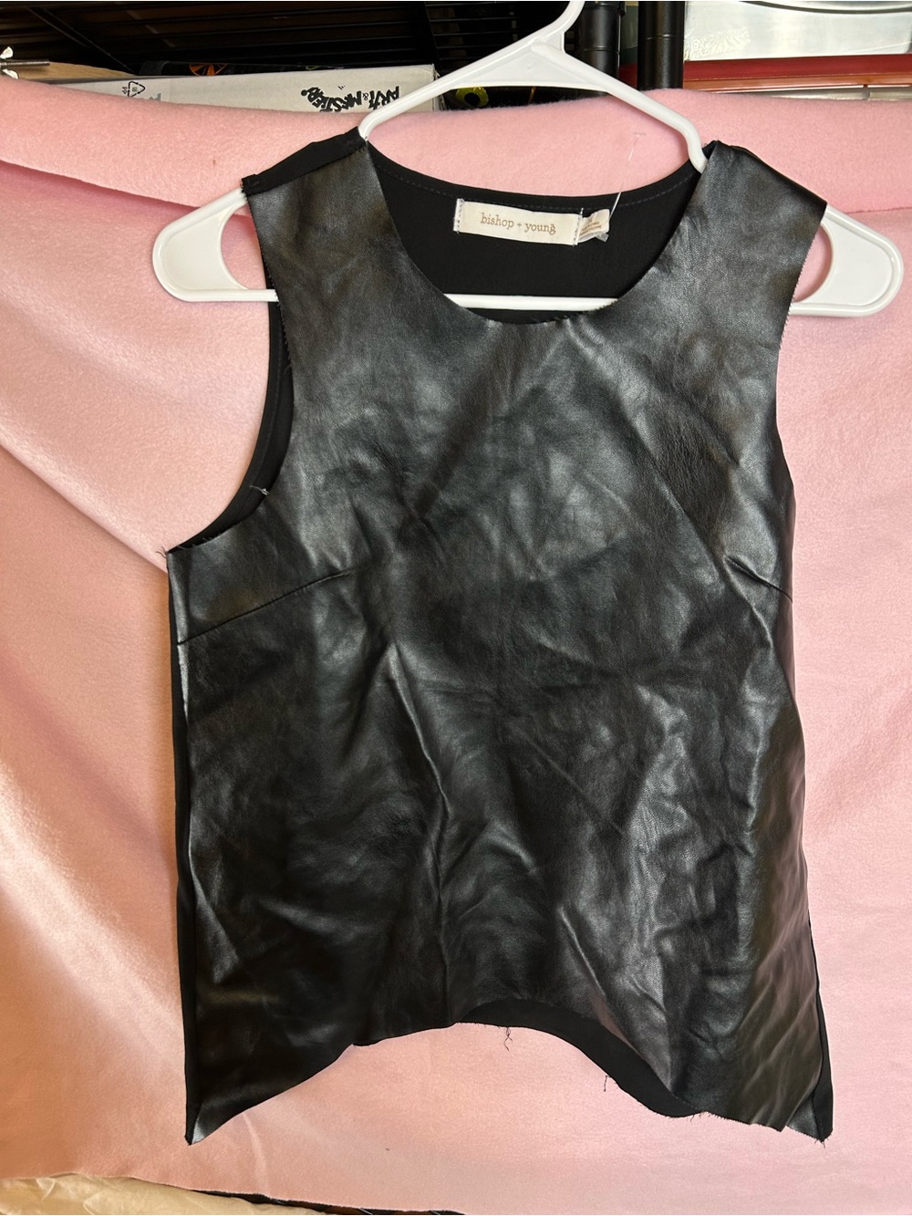 New bishop + young Black Faux Leather Sleeveless Tank Top